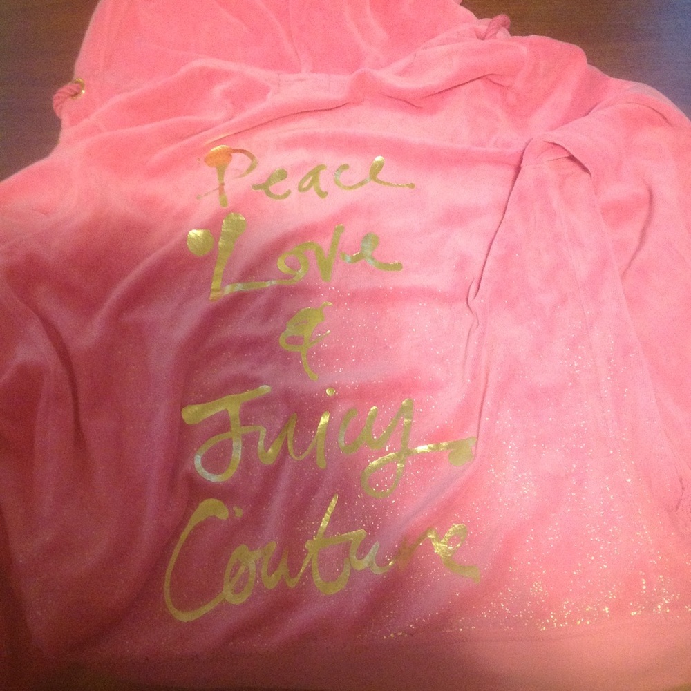 Juicy Couture Pink Large Velour Zip-Up Hoodie